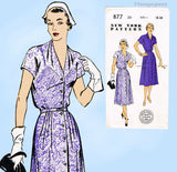 New York 877: 1950s Uncut Misses Street Dress Sz 36 B Vintage Sewing Pattern