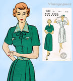New York 882: 1950s Misses Shirtwaist Dress Sz 36 B Vintage Sewing Pattern