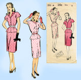 New York 886: 1950s Lovely Uncut Misses Peplum Suit 30 B Vintage Sewing Pattern