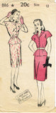 New York 886: 1950s Lovely Uncut Misses Peplum Suit 30 B Vintage Sewing Pattern