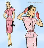 New York 886: 1950s Lovely Uncut Misses Peplum Suit 30 B Vintage Sewing Pattern