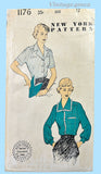 New York 1167: 1950s Classic Uncut Misses Blouse Sz 30 B Vintage Sewing Pattern
