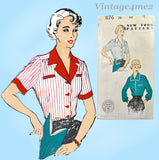 New York 1167: 1950s Classic Uncut Misses Blouse Sz 30 B Vintage Sewing Pattern