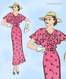 New York 143: 1930s Uncut Misses Afternoon Dress Sz 36 B Vintage Sewing Pattern