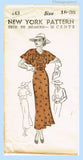 New York 143: 1930s Uncut Misses Afternoon Dress Sz 36 B Vintage Sewing Pattern