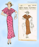 New York 143: 1930s Uncut Misses Afternoon Dress Sz 36 B Vintage Sewing Pattern