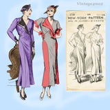 New York 1538: 1930s Stylish Uncut Misses Street Dress 38B Vintage Sewing Pattern