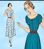 New York 684: 1950s Lovely Uncut Misses Day Dress Sz 36 B Vintage Sewing Pattern