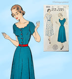New York 684: 1950s Lovely Uncut Misses Day Dress Sz 36 B Vintage Sewing Pattern