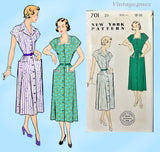 New York 701: 1950s Cute Uncut Misses Day Dress Sz 36 B Vintage Sewing Pattern
