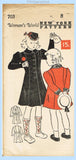 1930s Vintage New York Sewing Pattern 703 Uncut Little Girls Winter Coat Sz 8