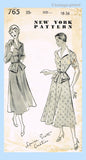 New York 765: 1950s Uncut Designer Peplum Dress Sz 36 B Vintage Sewing Pattern