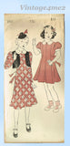 1930s Vintage New York Sewing Pattern 769 Uncut Girls Princess Dress & Bolero Sz 10
