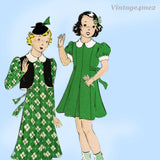 1930s Vintage New York Sewing Pattern 769 Uncut Girls Princess Dress & Bolero Sz 10
