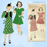 1930s Vintage New York Sewing Pattern 769 Uncut Girls Princess Dress & Bolero Sz 10