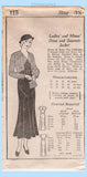 Original 1933 Own Name Pattern No. 115 - Ladies' and Misses' Dress and Separate Jacket