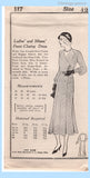 Own Name 117: 1930s Uncut Plus Size Street Dress 42 B Vintage Sewing Pattern