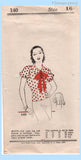 Own Name 140: 1930s Uncut Misses Blouse Size 34 Bust Vintage Sewing Pattern