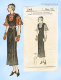 Own Name 3362: 1930s Misses Jumper Dress & Blouse 36 B Vintage Sewing Pattern