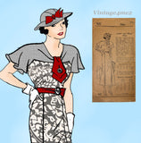 Own Name 827: 1930s Stunning Misses Street Dress Sz 38 B Vintage Sewing Pattern