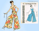 1970s Vintage Polynesian Sewing Pattern 180 Anela Culotte Jumpsuit Sz 38 B