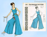 1970s Vintage Polynesian Sewing Pattern 180 Anela Culotte Jumpsuit Sz 38 B