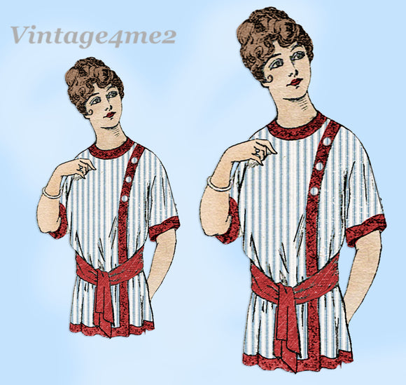 Peerless 7010: 1910s Rare Misses Dressing Sack Sz 36 B Vintage Sewing Pattern