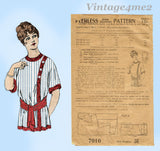 Peerless 7010: 1910s Rare Misses Dressing Sack Sz 36 B Vintage Sewing Pattern