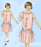 Pictorial Review 2712: 1920s Embroidered Girls Party Dress Sz 7 Vintage Sewing Pattern