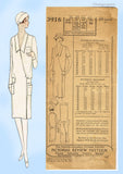1920s Vintage Pictorial Review Sewing Pattern 3916 Uncut Misses Wrap Apron & Cap 36B