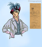 1910s Vintage Pictorial Review Sewing Pattern 5617 Rare Misses Coatee Jacket Sz 34 B