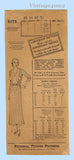 Pictorial Review 5775: 1930s Stylish Misses Street Dress Sz 39 B Vintage Sewing Pattern