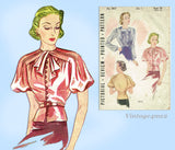 Pictorial Review 8957: 1930s Blouse 34 B Vintage Sewing Pattern Unusual Sleeve