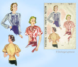 Pictorial Review 8957: 1930s Blouse 34 B Vintage Sewing Pattern Unusual Sleeve