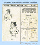Pictorial Review 8957: 1930s Blouse 34 B Vintage Sewing Pattern Unusual Sleeve