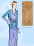 Pictorial Review 5775: 1930s Stylish Misses Street Dress Sz 39 B Vintage Sewing Pattern