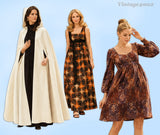 1970s Vintage Redbook Sewing Pattern 1900 Classic Misses Cape & Maxi Dress Sz 34 B