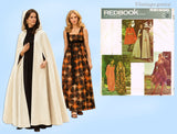 1970s Vintage Redbook Sewing Pattern 1900 Classic Misses Cape & Maxi Dress Sz 34 B