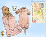 1950s Vintage Simplicity Sewing Pattern 1443 Uncut Easy Infant Layette Set w Boat App