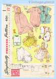 1950s Vintage Simplicity Sewing Pattern 1443 Uncut Easy Infant Layette Set w Boat App