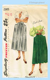 1940s Vintage Simplicity Sewing Pattern 2305 Easy Misses Day Skirt Size 26 Waist