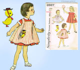 1950s Vintage Simplicity Sewing Pattern 2667 Toddler Girls Dress & Pinafore Sz 1