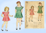 Simplicity 3436: 1940s Cute Toddler Girls Princess Dress Size 6 Vintage Sewing Pattern