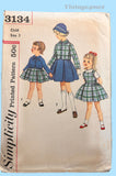 Simplicity 3134: 1950s Toddler Girls Jumper & Jacket Vintage Sewing Pattern
