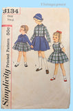 Simplicity 3134: 1950s Toddler Girls Jumper & Jacket Vintage Sewing Pattern