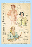 1930s Vintage Simplicity Sewing Pattern 1559 Misses Bedjacket Size 32 to 34 Bust