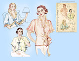 1930s Vintage Simplicity Sewing Pattern 1559 Misses Bedjacket Size 32 to 34 Bust
