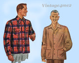 1940s Vintage Simplicity Sewing Pattern 1961 Post WWII Men's Sports Shirt