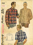 1940s Vintage Simplicity Sewing Pattern 1961 Post WWII Men's Sports Shirt