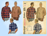 1940s Vintage Simplicity Sewing Pattern 1961 Post WWII Men's Sports Shirt